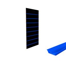 Painel Canaletado Preto em Mdf 0,91 x 0,45m com Perfil Pvc Azul - LM Balcoes