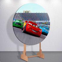 Painel Capas Mini 150x150 Corrida de Carros Festa 50x50 Redondo Sublimada Estilo Infantil Decoração