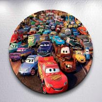 Painel Capas Mini 150x150 Corrida de Carros Festa 50x50 Redondo Sublimada Estilo Infantil Decoração