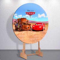 Painel Capas Mini 150x150 Corrida de Carros Festa 50x50 Redondo Sublimada Estilo Infantil Decoração