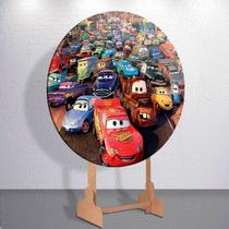 Painel Capas Mini 150x150 Corrida de Carros Festa 50x50 Redondo Sublimada Estilo Infantil Decoração