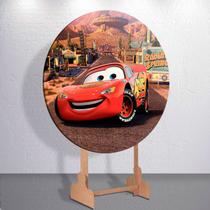 Painel Capas Mini 150x150 Corrida de Carros Festa 50x50 Redondo Sublimada Estilo Infantil Decoração