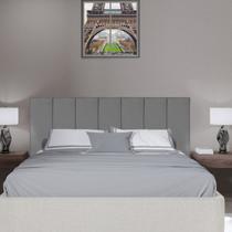 Painel casal Maria Alice 1,38 comp. x 0,60 alt. cinza para cama fixação dupla face Painel casal Maria Alice 1,38 comp. x 0,60 alt. cinza para cama fixação dupla face