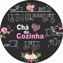 Painel Cha de Cozinha Decoração de Festa Chá de Panela Redondo com Elástico em Tecido PremiumSublimado 1,5 metros