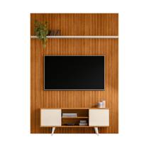 Painel com Bancada New Panorama Piso teto Para TV 65" Cinamomo/ Off White