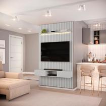 Painel com Bancada para TV até 60 Polegadas Ripado com LED DJ Móveis Trento 143 Bali