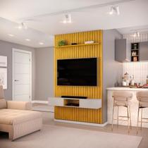 Painel com Bancada para TV até 60 Polegadas Ripado DJ Móveis Trento 143 Cedro Bali