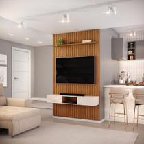 Painel com Bancada para TV até 60 Polegadas Ripado DJ Móveis Trento 143 Freijó Off White - DJ MOVEIS Painel com Bancada para TV até 60 Polegadas Ripado DJ Móveis Trento 143 Freijó Off White - DJ MOVEIS