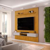 Painel com Bancada para TV até 75 Polegadas Ripado DJ Móveis Trento 250 Cedro Bali