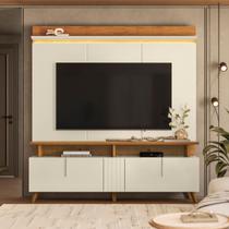 Painel Com LED E Rack Ripado Com Prateleira Painel Com LED E Rack Ripado Com Prateleira