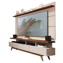 Painel Com Rack Para Sala Vivare Wood 1.8 New Off White Freijó Germai