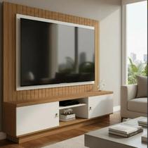 Painel Com Rack Para Tv 70 Polegadas Com Nicho E 2 Portas Para Sala De Estar Maxi Do Brasil