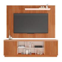 Painel com Rack para TV Até 65 Polegadas Simetria MDF com Porta Ripada Painel de Sala Moderno Rack para Sala de Estar Design Contemporâneo