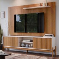 Painel Com Rack Para Tv De 65 Polegadas Com Porta De Correr Ripado Maxi Do Brasil Painel Com Rack Para Tv De 65 Polegadas Com Porta De Correr Ripado Maxi Do Brasil