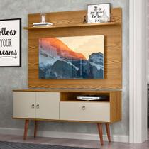 Painel Com Rack Retrô Cumaru Off White Topazio Patrimar