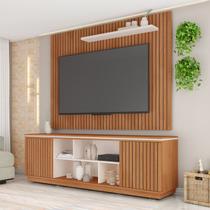 Painel Com Rack Simetria Para Tv De 65 Polegadas Com Porta Ripada Painel Com Rack Simetria Para Tv De 65 Polegadas Com Porta Ripada