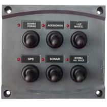 Painel Comando Náutico 6 Posições Led Cinza Painel Comando Náutico 6 Posições Led Cinza