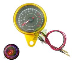 Painel Custom Tacometro Contagiro A Cabo Cafe Racer Dourado