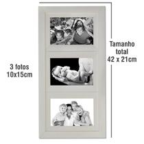 Painel de 3 fotos Porta Retrato Clássico Quadro Decorativo Multifotos com Moldura e proteção em acrílicocetato