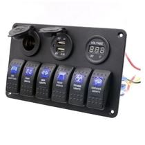 Painel de Acionamento 6 Posições c Voltímetro SeaTech 12 24V Painel de Acionamento 6 Posições c Voltímetro SeaTech 12 24V