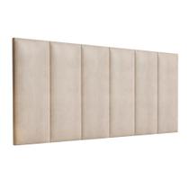 Painel de Cabeceira Estofada Para Cama Casal Box Queen 1,58 Tecido Sued Aveludado Bege Areia