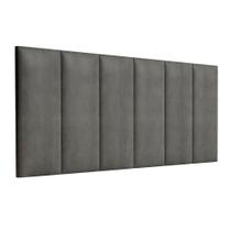 Painel de Cabeceira Estofada Para Cama Casal Box Queen 1,58 Tecido Sued Aveludado Cinza