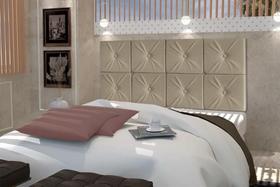 Painel De Cama Box Botão Casal 1,40 Elegance Cor Bege/Areia