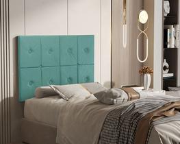 Painel de Cama box Botão Solteiro 0,90 Elegance cor Azul - Comprar Moveis em Casa