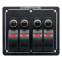 Painel De Comando 4 Botões 12-24V Porta Fusível LED Vermelho