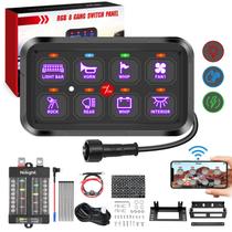 Painel de comutação Nilight 8 Gang Circuit Control Relé 12V/24V Painel de comutação Nilight 8 Gang Circuit Control Relé 12V/24V