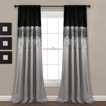 Painel de cortina de janela Lush Decor Night Sky 42x213cm preto/cinza