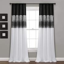 Painel de cortina de janela Lush Decor Night Sky 42x213cm preto