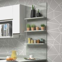 Painel De Cozinha 3 Prateleiras Suprema Concreto Painel De Cozinha 3 Prateleiras Suprema Concreto