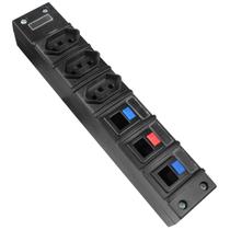 Painel de Energia e Dados 3X3 PED - 3 Colares Para RJ45 Fêmea Keystone e 3 Tomadas 10A Padrão NBR 14136 - 203003