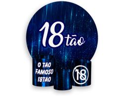 Painel De Festa 1,5x1,5 + Trio Capa Cilindro - 18 Anos 18TÃO Azul 018 - Via Cores