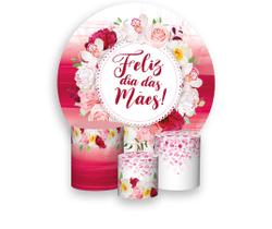 Painel De Festa 1,5x1,5 + Trio Capa Cilindro - Dia das Mães com Flores 03