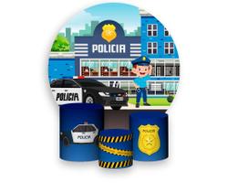 Painel De Festa 1,5x1,5 + Trio Capa Cilindro - Policia Cute 02