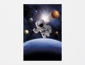 Painel De Festa 3d Vertical 1,50 x 2,20 - Astronauta no Espaço Galáxia Planetas 012
