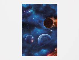 Painel De Festa 3d Vertical 1,50 x 2,20 - Galáxia Espaço Azul Planetas 05