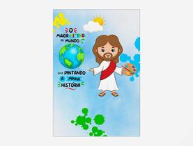 Painel De Festa 3d Vertical 1,50 x 2,20 - Jesus Maior Pintor do Mundo Céu 06 - Via Cores