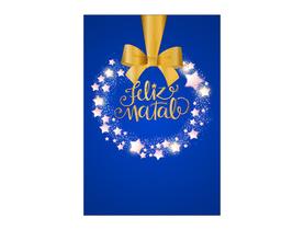 Painel De Festa 3d Vertical 1,50 x 2,20 - Natal Azul Efeito Glitter Dourado 036