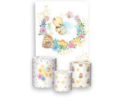 Painel De Festa 3d Vertical + Trio De Capa Cilindro - Abelhinha Aquarela Cute 03 Painel De Festa 3d Vertical + Trio De Capa Cilindro - Abelhinha Aquarela Cute 03