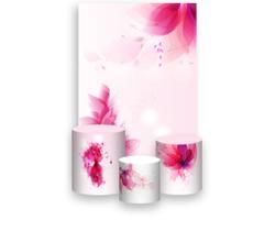 Painel De Festa 3d Vertical + Trio De Capa Cilindro - Dia das Mulheres Floral Rosa Elegante 027