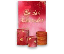 Painel De Festa 3d Vertical + Trio De Capa Cilindro - Dia dos Namorados Vermelho 04