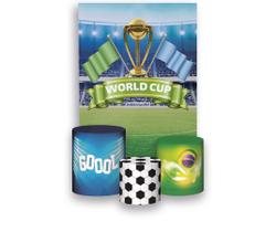 Painel De Festa 3d Vertical + Trio De Capa Cilindro - Futebol Copa do Mundo 02 - Via Cores