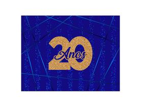 Painel de Festa Horizontal 1,55 X 1,20 - 20 Anos Efeito Glitter Azul e Dourado 064 Painel de Festa Horizontal 1,55 X 1,20 - 20 Anos Efeito Glitter Azul e Dourado 064