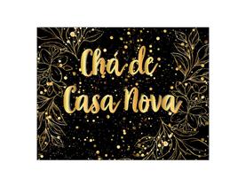 Painel de Festa Horizontal 1,55 X 1,20 - Chá de Casa Nova Efeito Brilhos Dourado 011