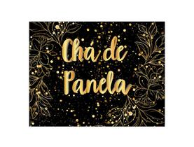 Painel de Festa Horizontal 1,55 X 1,20 - Chá de Panela Efeito Brilhos Dourado 009