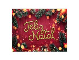 Painel de Festa Horizontal 1,55 X 1,20 - Feliz Natal Vermelho e Dourado 003