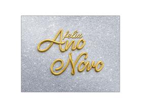 Painel de Festa Horizontal 1,55 X 1,20 - Prata Feliz Ano Novo em Dourado 002 Painel de Festa Horizontal 1,55 X 1,20 - Prata Feliz Ano Novo em Dourado 002